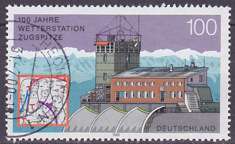 Timbre oblitéré n° 1959(Yvert) Allemagne 2000 - Station météo Zugspitze