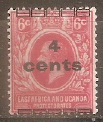 afrique orientale britannique et ouganda ... n° 155  obliteré,varieté surcharge delalée ... 1919