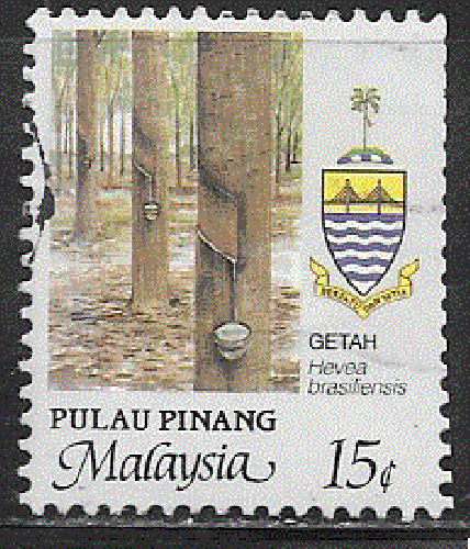 Malaisie- Pulau Pinang - YT  90  obl- Hévéa (1986)