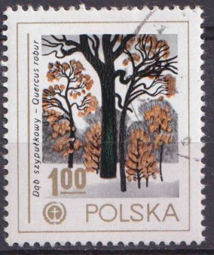 Pologne 1978 Y&T 2395 oblitéré trace de charnière - Arbres 