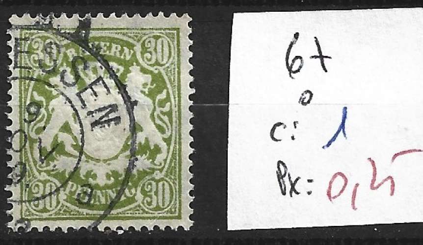 ALLEMAGNE BAVIERE 67 oblitéré  côte 1 € 