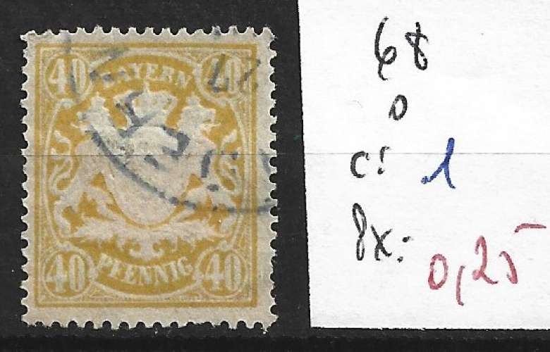 ALLEMAGNE BAVIERE 68 oblitéré  côte 1 € 