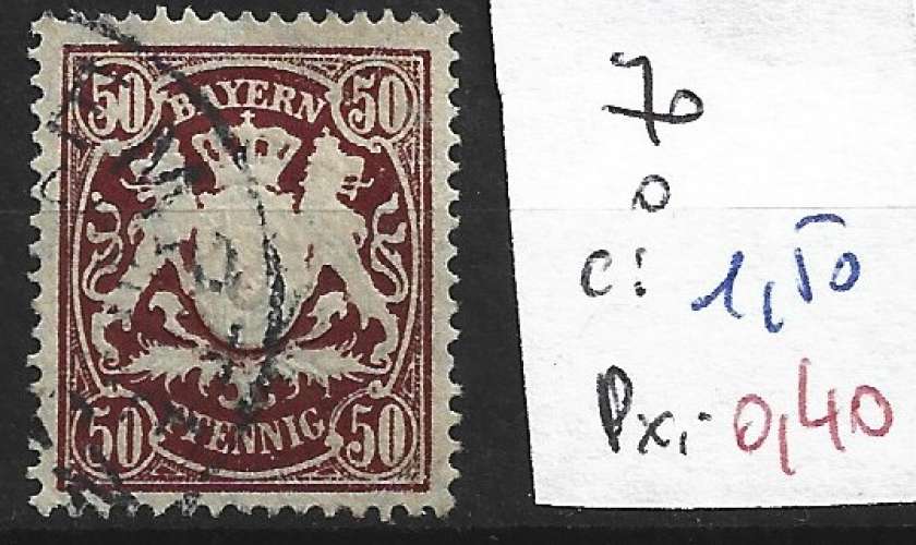 ALLEMAGNE BAVIERE 70 oblitéré  côte 1.50 € 
