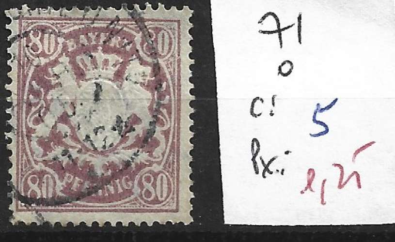 ALLEMAGNE BAVIERE 71 oblitéré  côte 5 € 