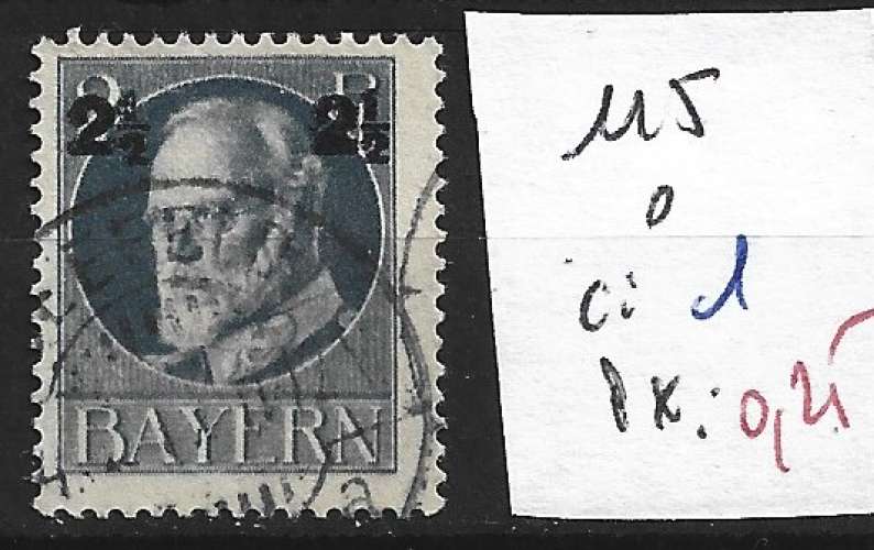 ALLEMAGNE BAVIERE 115 oblitéré  côte 1 € 