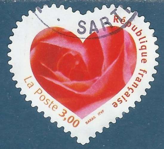 N°3221 / N°26 St Valentin - Cœur Rose autoadhésif oblitéré