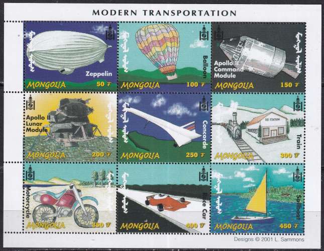 mongolie ... feuillet n° 2557 a 2565  neuf* ... 2001