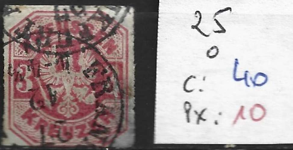 ALLEMAGNE PRUSSE 25 oblitéré côte 40 € ( 1 clair )
