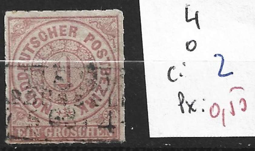 ALLEMAGNE CONFEDERATION ALLEMAGNE DU NORD 4 oblitéré côte 2 € 