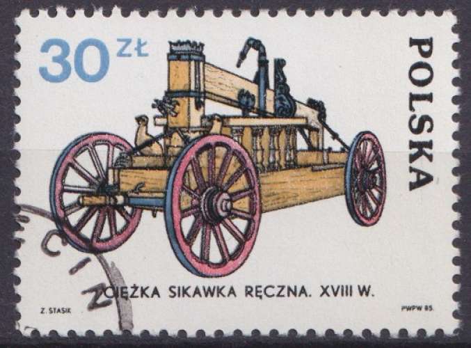 Pologne 1985 Y&T 2778 oblitéré - Voitures de pompiers 