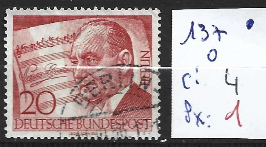 ALLEMAGNE BERLIN 137 oblitéré côte 3.50 € 