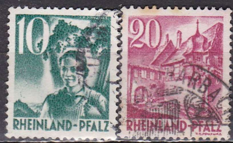 Allemagne, RHENO-PALATIN N° 34/5 de 1948 oblitérés 