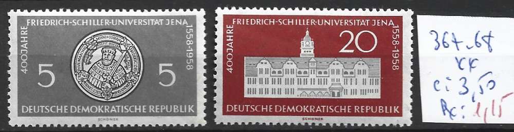 ALLEMAGNE RDA 367-368 ** côte 3.50 € 