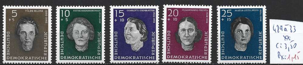 ALLEMAGNE RDA 429 à 433 ** côte 3.50 € 