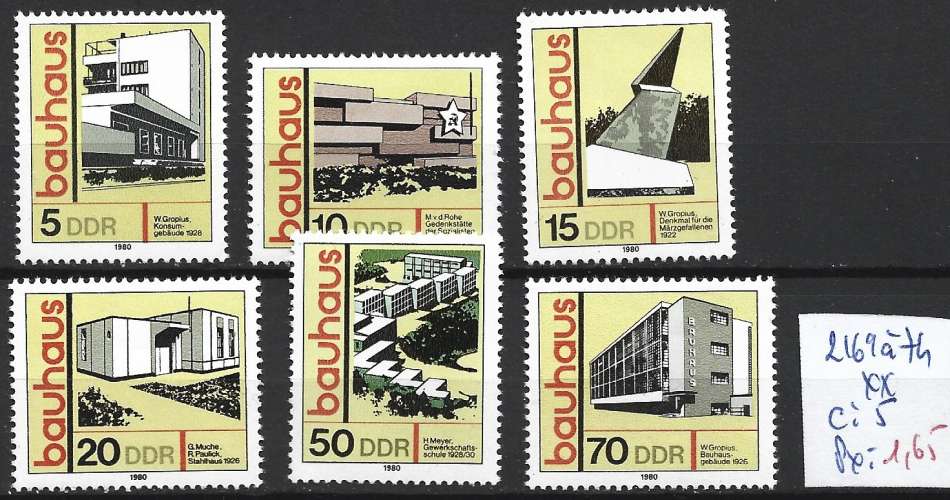 ALLEMAGNE RDA 2169 à 2174 ** côte 5 € 