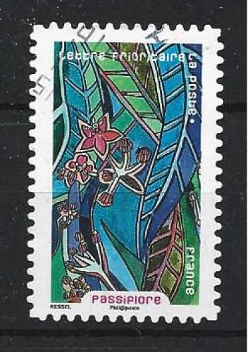 2016 FRANCE Adhésif 1305 oblitéré, cachet rond, fleur, passiflore