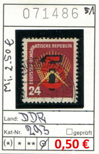 Allemagne 1951 - RDA 1951  - Michel 293 - oo obli. 