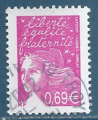 N°3454 Marianne de Luquet RF 0,69€ rose oblitéré