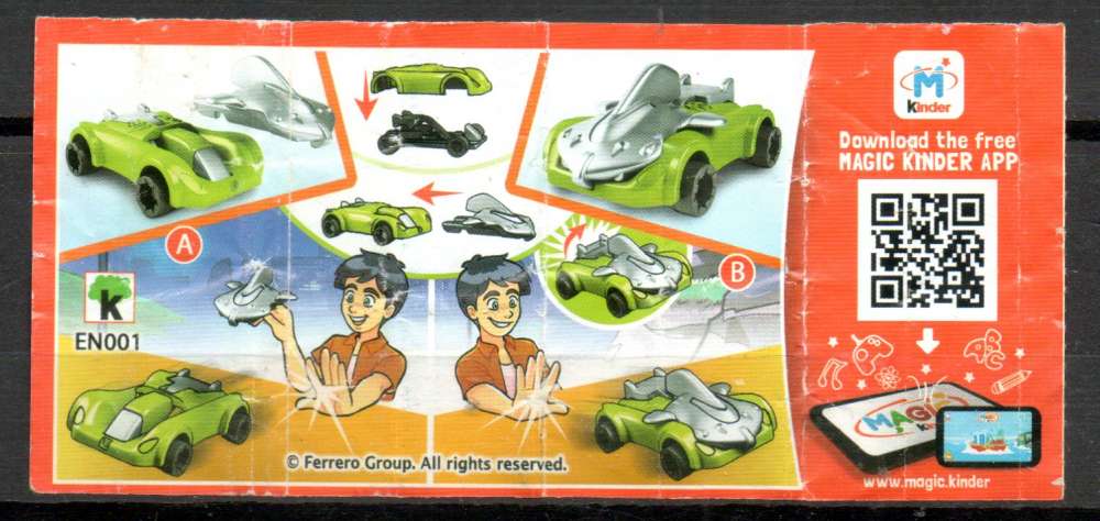 Kinder série Voitures / Ref : EN001 Voiture verte avec BPZ