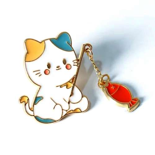 Pin's Pins Petit chat à la pêche (Réf 1)