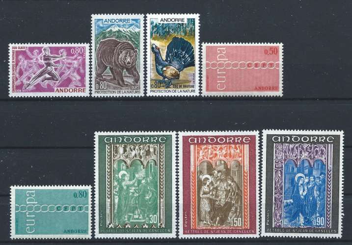 Andorre Lot 8 Tp Neuf** (MNH) Année 1971