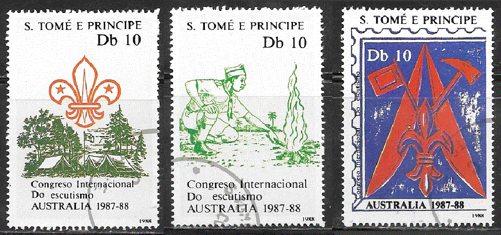 Sao Tomé - YT  929 + 930 + 931  obl  - Scoutisme (1988)