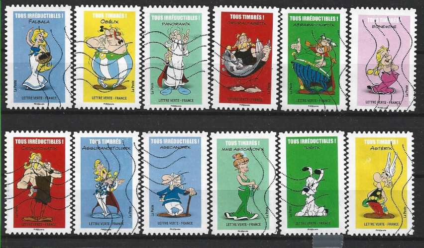 2019 FRANCE Adhésif 1729-40 oblitéré, Astérix, série complète