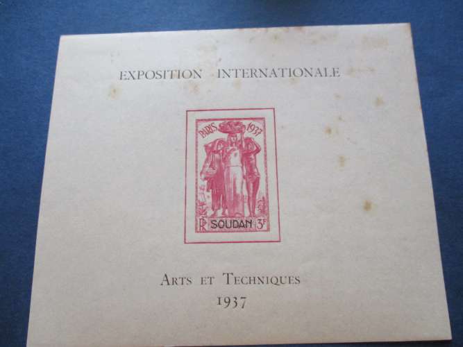Soudan  y & t  bloc N° 1 * 1937 (points de rouille )