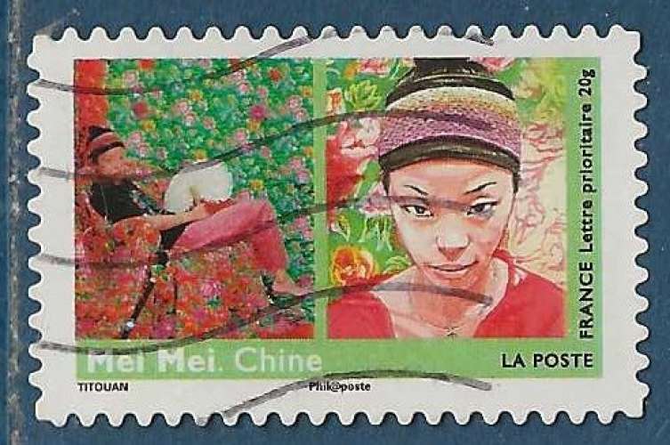 N°278 Femmes du monde - Mei Mei - Chine autoadhésif oblitéré