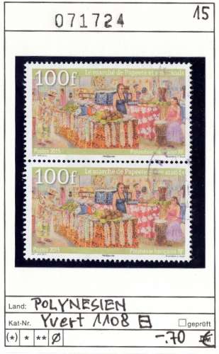 Polynésie 2015 - Michel  - Yvert 1108 paire   - oo oblit. - 