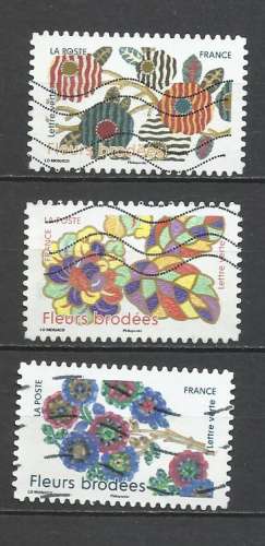 FRANCE 2025 FLEURS BRODEES X3