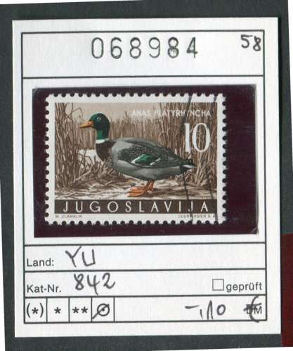 Yougoslavie 1958 - Michel 842 - Yvert ? - oo oblit. - 