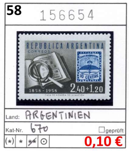Argentine 1958 - Michel 670 - ** neuf mnh