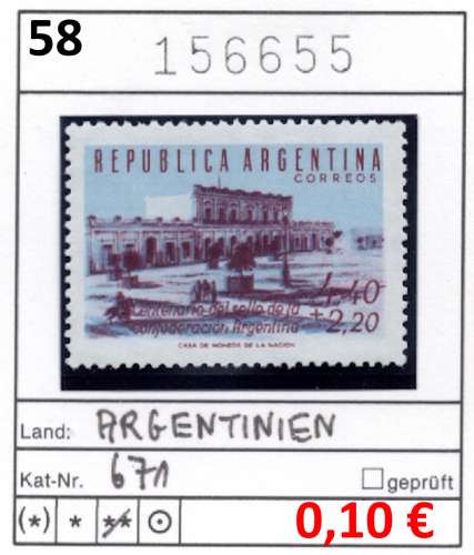 Argentine 1958 - Michel 671 - ** neuf mnh