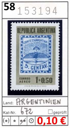 Argentine 1958 - Michel 672 - ** neuf mnh