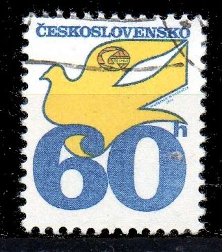Tchécoslovaquie  Yvert N°2076 Oblitéré 1974 Symbole postal – Colombe