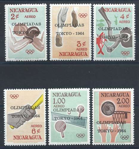Nicaragua PA 522/27** (MNH) 1964 - J.O de Tokyo