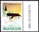 Aland 1990 Église de Lumparland (bord de feuille daté)
