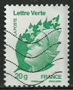 miniature France 2011 - Marianne de Beaujard - Lettre verte 20 gr - 4593 oblitéré .
