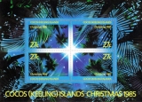Cocos (Keeling) 1985 Noël : l'Étoile de Noël rayonnant sur les palmiers (feuillet)