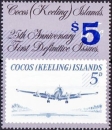 Cocos (Keeling) 1990 25e anniversaire des premiers timbres des îles surchargé