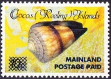 Cocos (Keeling) 1991 Coquillage (conus miles) surchargé
