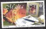 4029 - Y&T n° 1088 - oblitéré - Timbre de message - Stylo plume - Lettre - Rose - 2000 - Malte