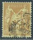 FRANCE 1879 YT 92 oblitéré - Type Sage N sous U - 25c bistre-orange sur jaune