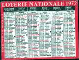 156 - Calendrier de poche - 1972 - Loterie Nationale - 2 scans 