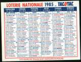 miniature 166 - Calendrier de poche - 1985 - Loterie Nationale - 2 scans 