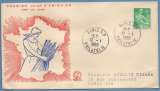 France FDC Moissonneuse Paris 1959 voyagé au verso N° 1165 Senlis