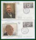 France FDC silk soie emission commune France > Allemagne 1988 N° F 2501 De Gaulle Adenauer