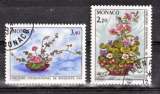 MONACO 1597 1598 bouquet cachet rond  oblitéré used cote 2.4