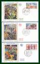 France FDC silk soie N° 1678 /80 Histoire de France complet 1971 cheval arme moulin à vent ...